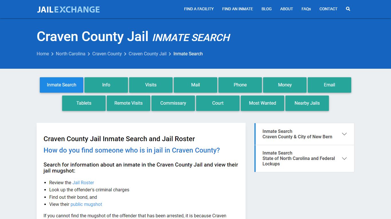 Inmate Search: Roster & Mugshots - Craven County Jail, NC